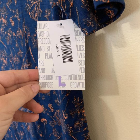 LuLaRoe Julia Dress Navy Floral Print Large Blue - Picture 7 of 9